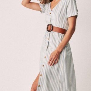 Sezane Marianne Dress - ecru with blue stripes